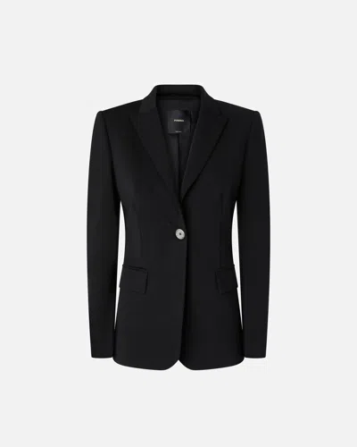 Pinko Kamut Black Single-breasted Jacket With Peak Revers In Viscose Blend Stretch Woman