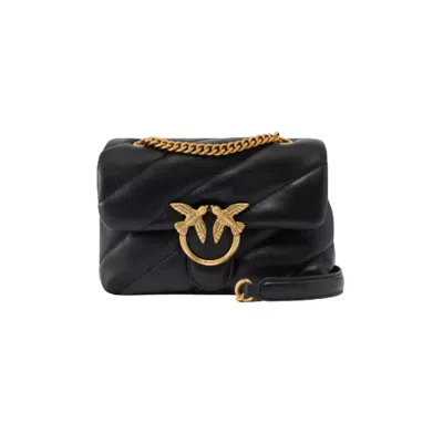 Pinko Quilted Black Leather Shoulder Bag