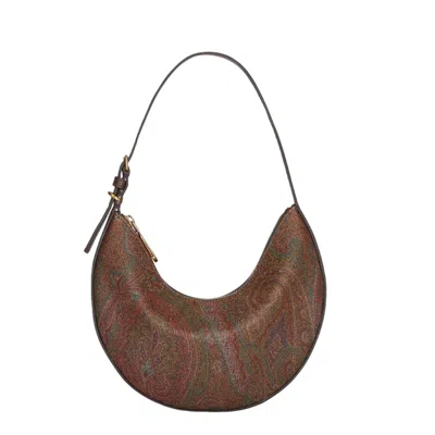 Etro Hobo M Brown Paisley Fabric Shoulder Bag