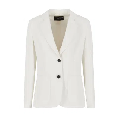 Emporio Armani Icon Single-breasted Blazer In Triacetate Fabric In White