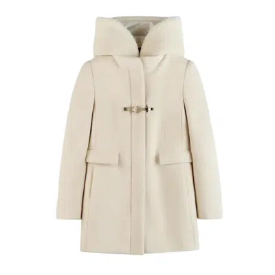 Fay Front Nylon Toggle Double Breasted Coat In Beige