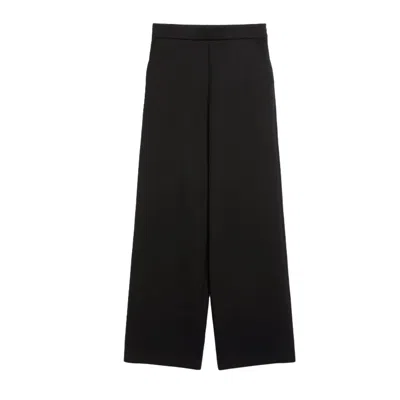 Max Mara Wide-leg Black Trousers In Compact Cady