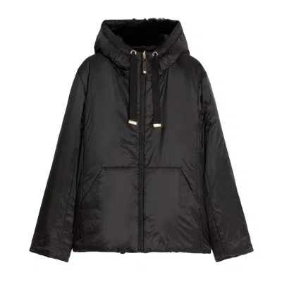 Max Mara Black Jacket With Oversized Silhouette And Drawstring Hood