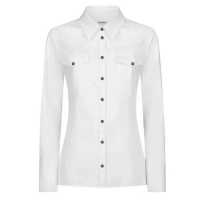 Dondup Woman Denim Shirt White Size 2 Cotton, Elastane