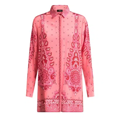 Etro , Floral, Medallion And Paisley Shirt, Woman, Pink, Size 46