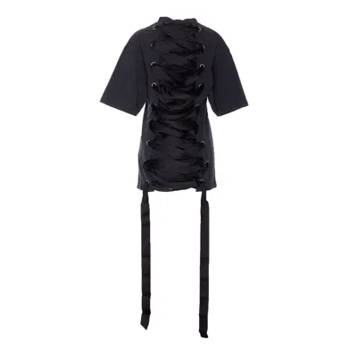 Balenciaga Women Back Drawstring T-shirt In Black