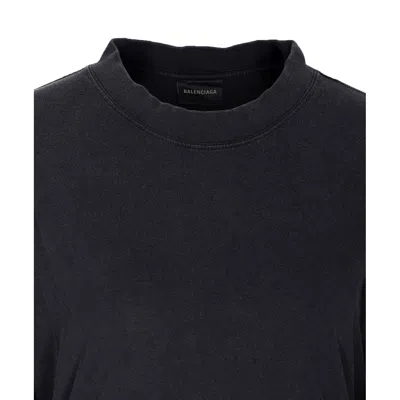 Balenciaga Women Back Drawstring T-shirt In Black