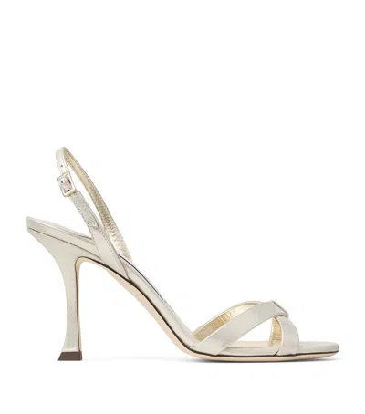 Jimmy Choo Elsy 90 Shimmer Suede Sandal In Multi