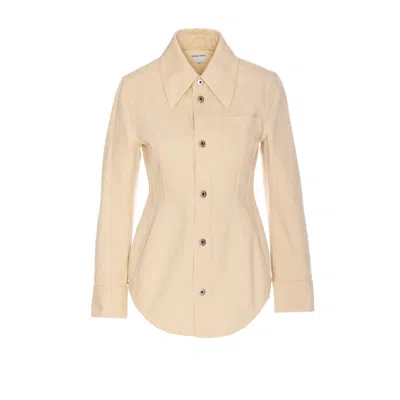 Bottega Veneta Long Sleeves Pointed Collar Jacket With Front Pocket