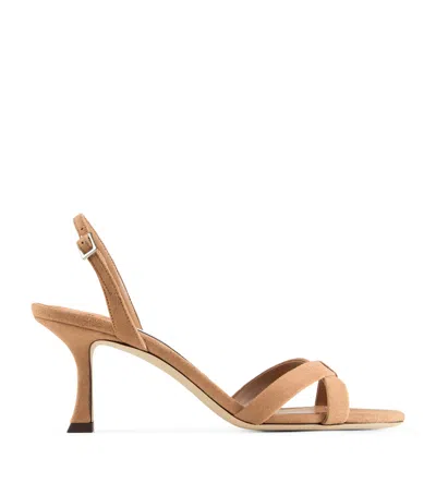 Jimmy Choo Elsy 70 Suede Slingback Open Toe Sandals In Brown