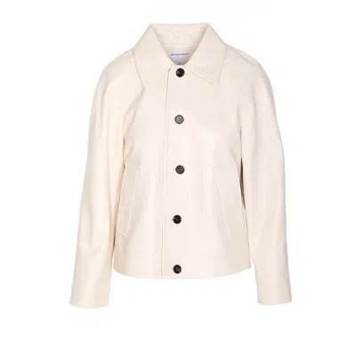 Bottega Veneta Leather Collared Jacket With Front And Lateral Pockets
