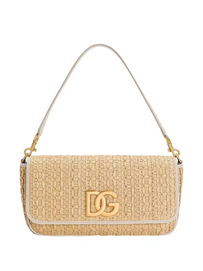 Dolce & Gabbana Rafia Crochet Shoulder Bag In Multicolor
