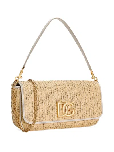 Dolce & Gabbana Rafia Crochet Shoulder Bag In Multicolor