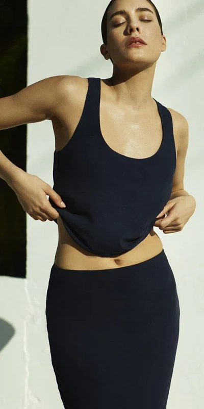 Anemos Hume Tank Top In Stretch Twill In Marine