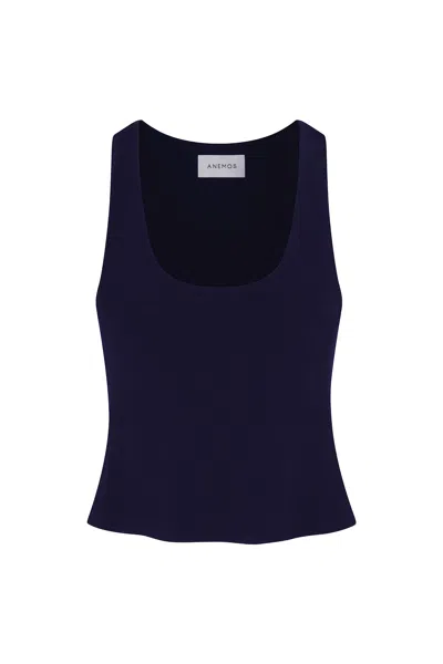 Anemos Hume Tank Top In Stretch Twill In Marine