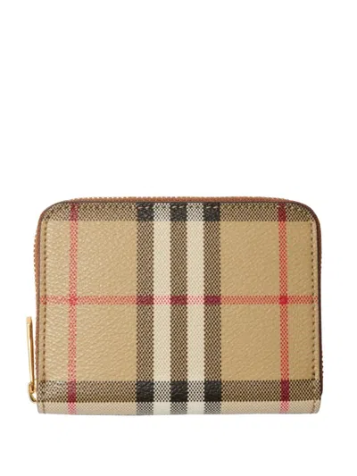 Burberry Monogram Zip Around Wallet Check Pattern In Multi