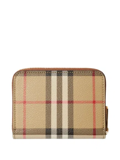 Burberry Monogram Zip Around Wallet Check Pattern In Multi