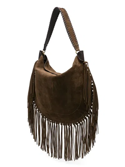 Isabel Marant Oskan Hobo Soft Shoulder Bag In Brown Suede