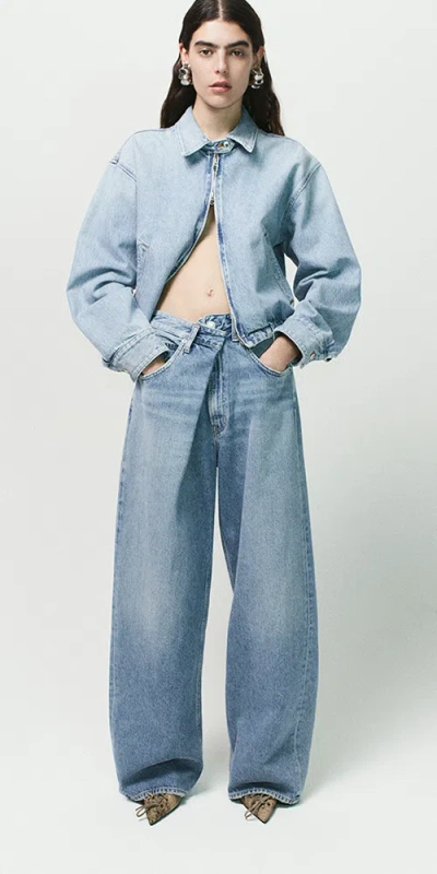 Agolde Nile Zip-front Elastic-waist Denim Jacket