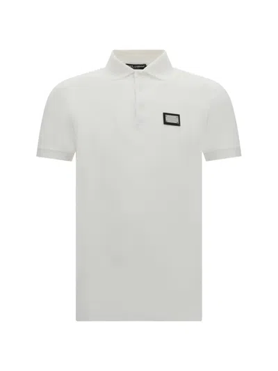 Dolce & Gabbana Cotton Piqué Polo-shirt With Branded Tag In White