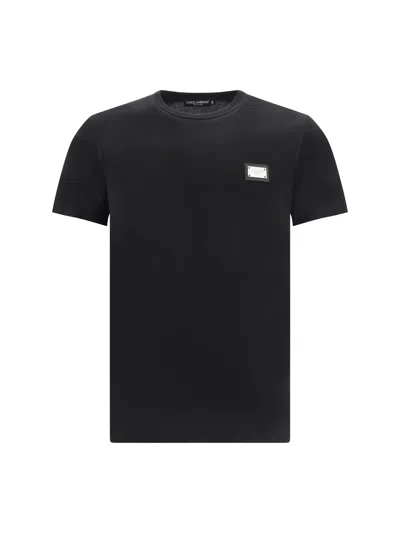 Dolce & Gabbana T-shirt With Logo Plaque In Multi