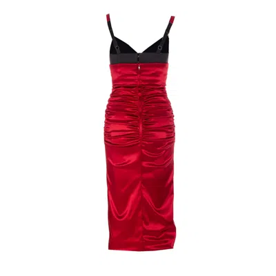 Dolce & Gabbana Women Red Dress With Bustier Design And Ruffled Details In Fabric Woman In Multi