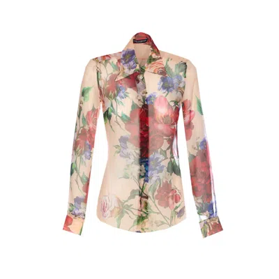Dolce & Gabbana Floral-print Silk Shirt In Multicolor