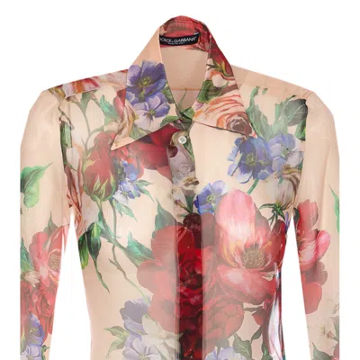 Dolce & Gabbana Floral-print Silk Shirt In Multicolor