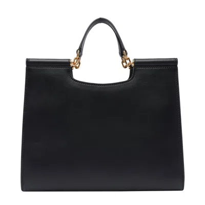 Dolce & Gabbana Black Calfskin Tote Bag With Adjustable Shoulder Strap