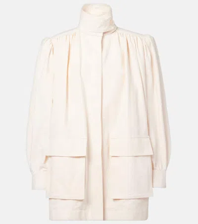Chloé High-neck Utilitarian Jacket In Cotton Canvas In Pink