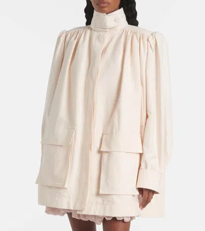 Chloé High-neck Utilitarian Jacket In Cotton Canvas In Pink