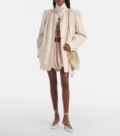 Chloé High-neck Utilitarian Jacket In Cotton Canvas In Pink