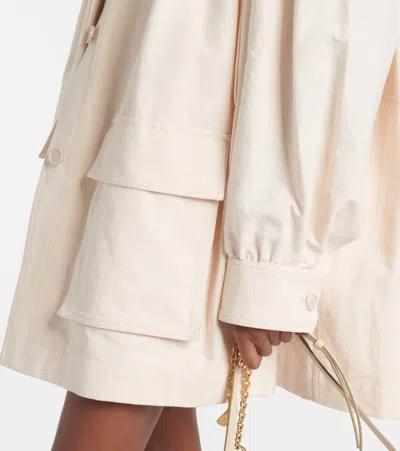 Chloé High-neck Utilitarian Jacket In Cotton Canvas In Pink
