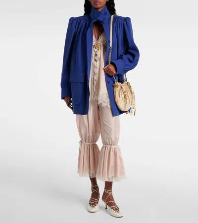 Chloé Lace-trimmed Silk Pongé Cropped Pants In Multi