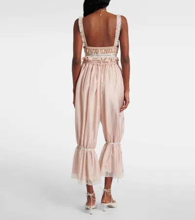 Chloé Lace-trimmed Silk Pongé Cropped Pants In Multi