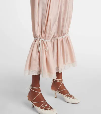 Chloé Lace-trimmed Silk Pongé Cropped Pants In Multi