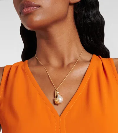 Bottega Veneta Rana Embellished Gold-plated Necklace