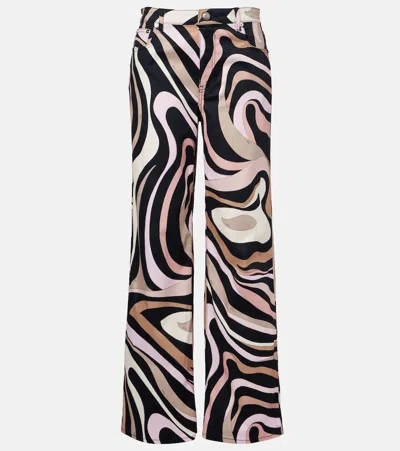 Pucci Marmo Cotton-blend Straight Pants In Black