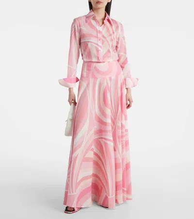 Pucci Iride-print Cotton Muslin Button-down Blouse In Multi