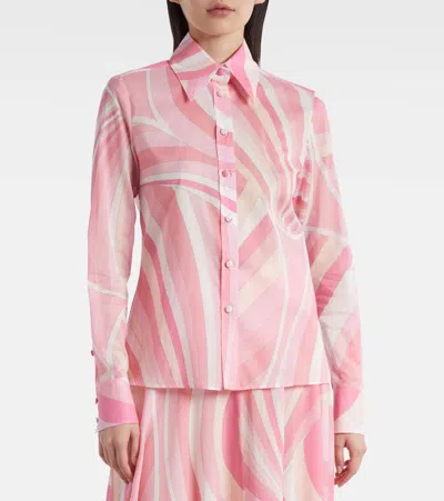 Pucci Iride-print Cotton Muslin Button-down Blouse In Multi