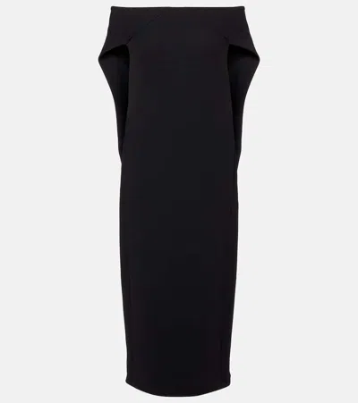 The Row Anitas Off-the-shoulder Cape-effect Wool-blend Midi Dress