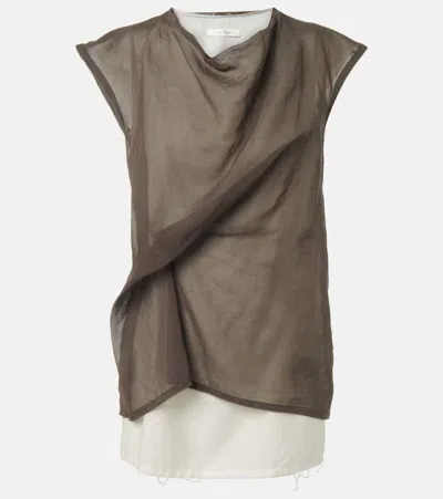 The Row Inawa Draped Layered Sleeveless Top In Brown