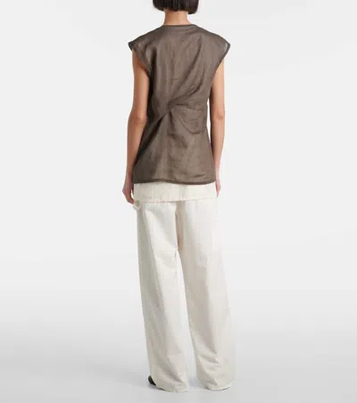 The Row Inawa Draped Layered Sleeveless Top In Brown