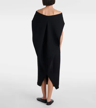 The Row Anitas Off-the-shoulder Cape-effect Wool-blend Midi Dress