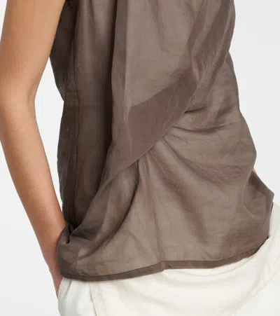 The Row Inawa Draped Layered Sleeveless Top In Brown
