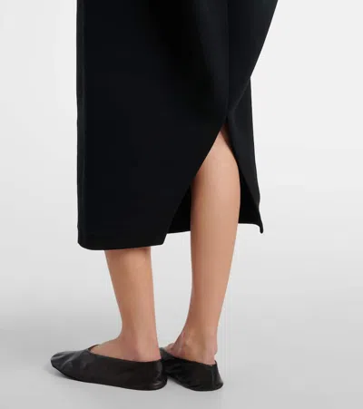 The Row Anitas Off-the-shoulder Cape-effect Wool-blend Midi Dress