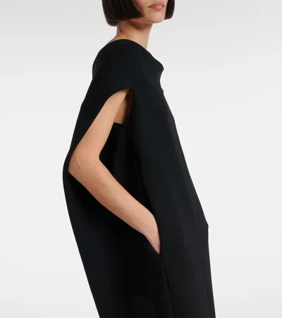 The Row Anitas Off-the-shoulder Cape-effect Wool-blend Midi Dress
