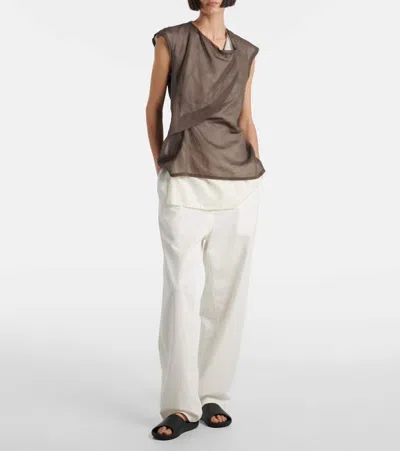 The Row Inawa Draped Layered Sleeveless Top In Brown
