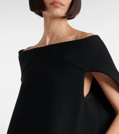 The Row Anitas Off-the-shoulder Cape-effect Wool-blend Midi Dress
