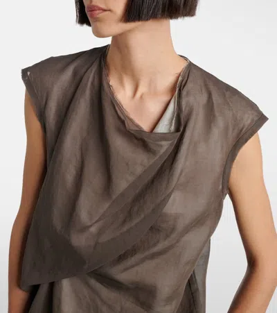 The Row Inawa Draped Layered Sleeveless Top In Brown